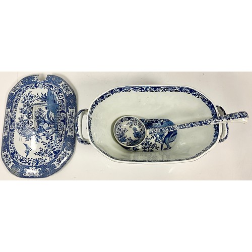 186 - MISC. CHINA AND PORCELAIN INC. RELIEF DECORATED JUGS, TUREEN, COVER AND LADLE (ex Crome Court sale 1... 