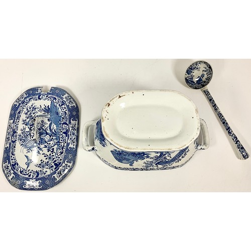 186 - MISC. CHINA AND PORCELAIN INC. RELIEF DECORATED JUGS, TUREEN, COVER AND LADLE (ex Crome Court sale 1... 