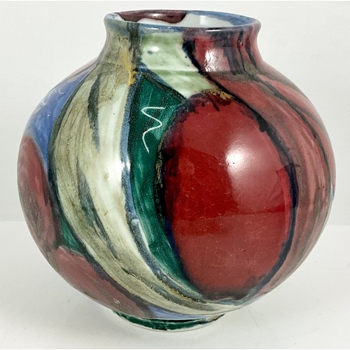 154 - LARGE STUDIO POTTERY VASE, INDISTINCTLY SIGNED TO BASE, APPROX. 24 cm