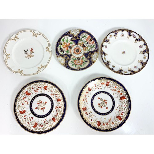 181 - CHINA AND PORCELAIN WITH IMARI STYLE DECORATION, CRESTED PLATE , 6 ANTIQUE MINTON BIRD PLATESETC.