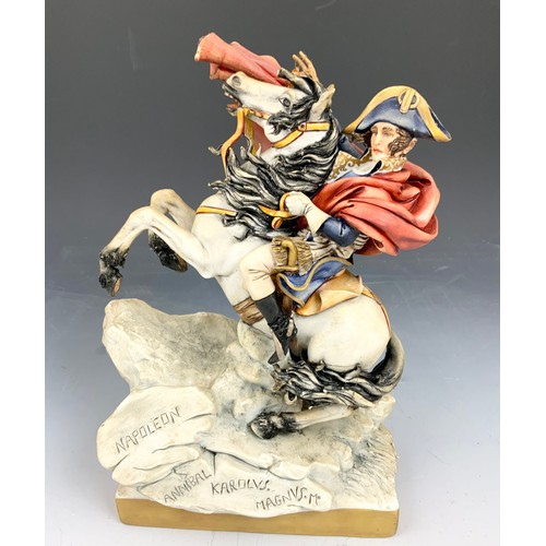 130 - CAPODIMONTE FIGURE OF NAPOLEON ON REARING HORSE 25cm TALL