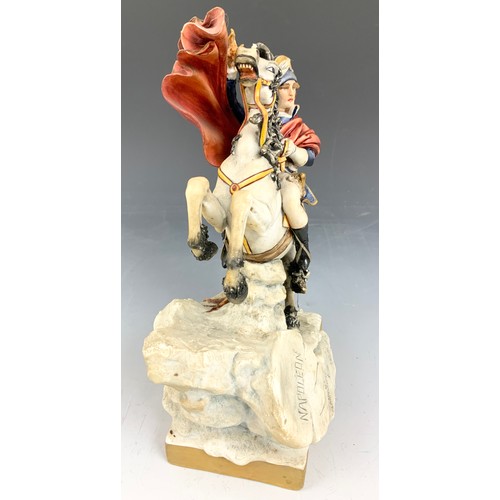 130 - CAPODIMONTE FIGURE OF NAPOLEON ON REARING HORSE 25cm TALL