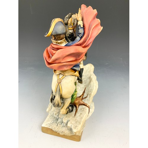 130 - CAPODIMONTE FIGURE OF NAPOLEON ON REARING HORSE 25cm TALL