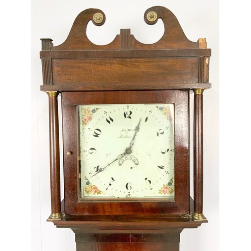 279 - JOS. BROWN, LEDBURY MAHOGANY LONGCASE CLOCK, PAINTED DIAL, DATE APERTURE, 30 HOUR MOVEMENT