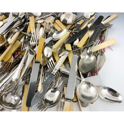 295 - VERY LARGE QUANTITY OF MIXED SILVER PLATED FLATWARE INC JAMES DIXON  ETC