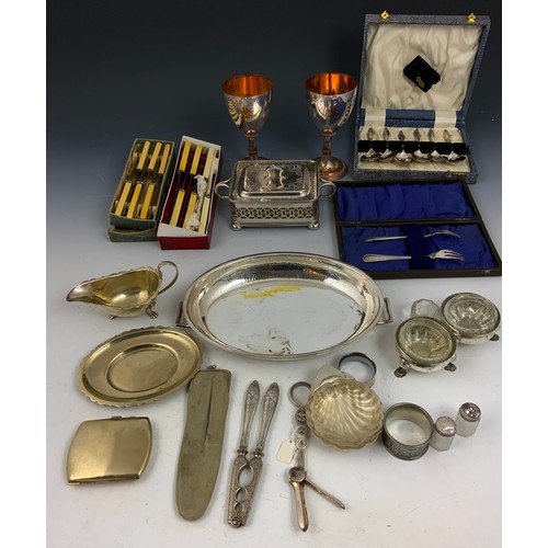 296 - QUANTITY OF MIXED PLATED WARE INC CASED FLATWARE , GOBLETS ETC