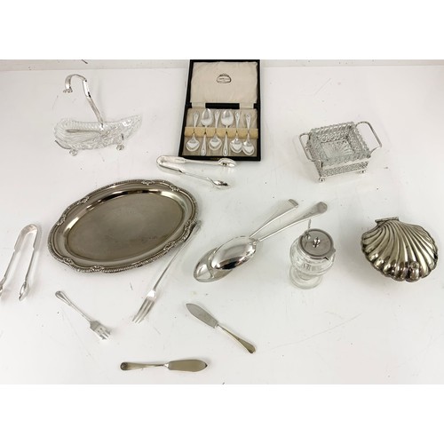 294 - SILVER PLATED WARE  ETC INC CASED BONE HANDED CUTLERY BOXED , 7 BAR TOAST RACK ETC