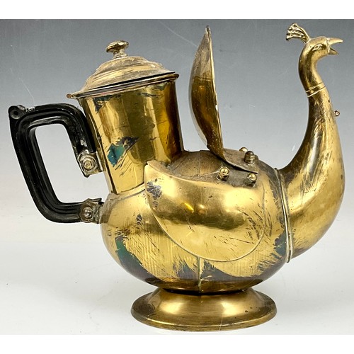 314 - BRASS TEAPOT, BRASS TIFFIN BOX AND 2 SHIVA FIGURES