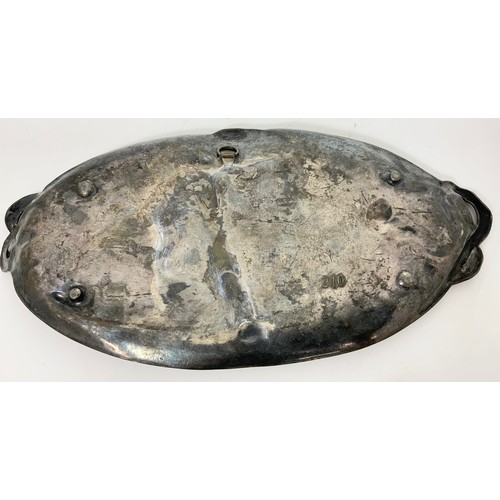 325 - ART NOUVEAU PEWTER DISH POSSIBLE WMF RELIEF DECORATED WITH GIRL AND SNAIL