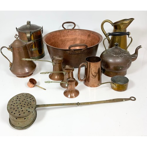 307 - COPPER & BRASSWARE INC JAM PAN , KETTLE JUGS  ETC