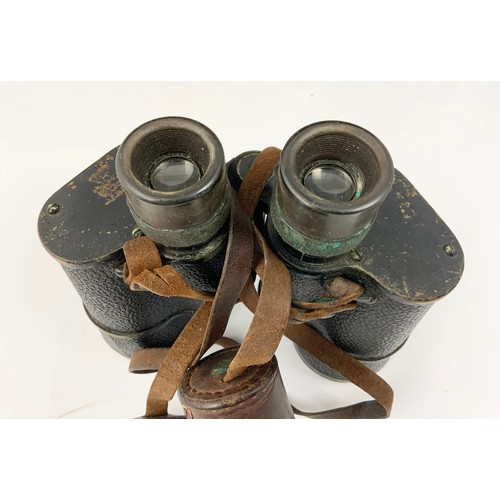 380 - PAIR OF VINTAGE BINOCULARS WITH LEATHER CASE