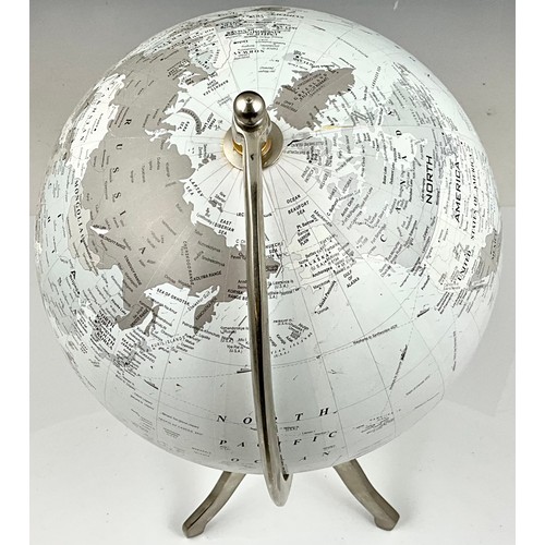 404 - TERRESTRIAL GLOBE ON POLISHED ALUMINIUM STAND