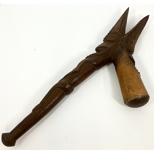 407 - CARVED HARDWOOD POLYNESIAN CEREMONIAL HAMMER