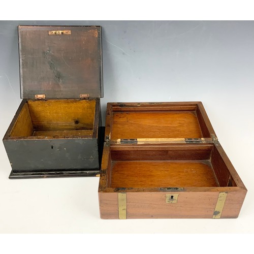 408 - BRASS BOUND BOX AND 1 OTHER