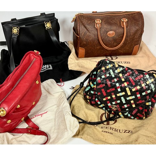 460 - VINTAGE DESIGNER BAGS LABELLED VERSACE, SALVATORE FERRAGAMO AND GINO FERRUZZI INCLUDING DUST BAGS