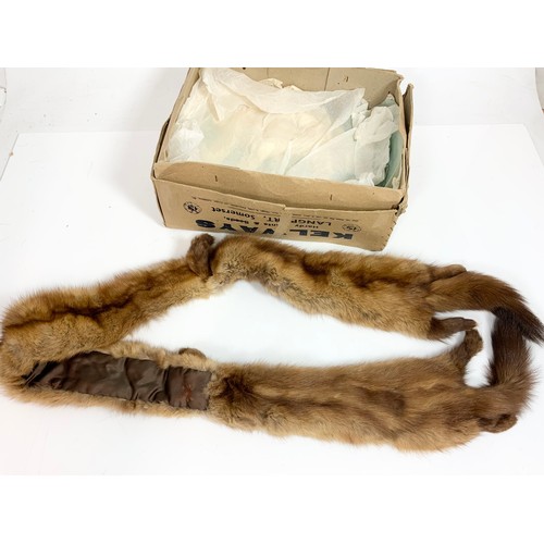 468 - VINTAGE FUR STOLES IN LAUDRY BOXES INC  MOSS BROSS. , DEBENHAMS & FREEBODY