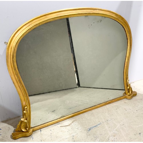 87 - GILDED OVER MANTLE MIRROR ( MIRROR 108cm x 89cm )