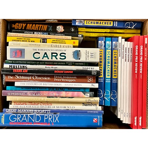 32 - MISC. VEHICLE RELATED BOOKS, GRAND PRIX, SCHUMACHER, MOTORCYCLES ETC