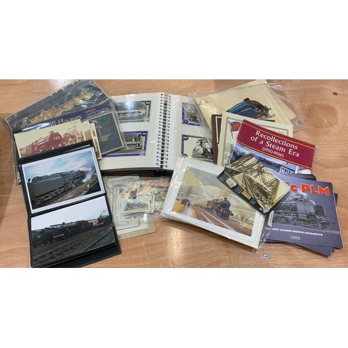 216 - RAILWAY INTEREST, 2 ARGO STEAM RECORDS, POSTCARDS, VIRGIN TRAINS CLASS 221 MANUAL, CHESTER STATION, ... 