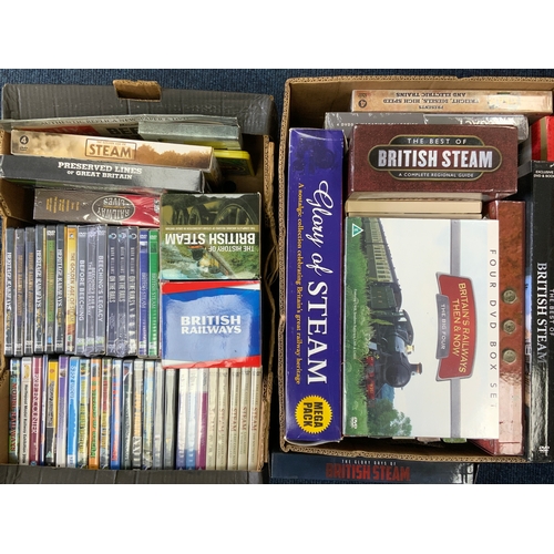 218 - TWO BOXES OF MIXED RAILWAY DVD’S BOXED SETS & B INDIVIDUALS