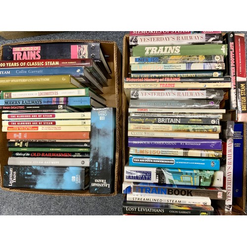 244 - RAILWAY BOOKS TWO BOXES OF MIXED ASSORTED TITLES MOSTLY STEAM EPOCH