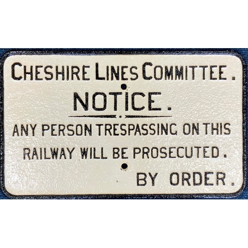 264 - RAILWAY SIGN, CHESHIRE LINES COMMITTEE, NOTICE. ANT PERSON TRESPASSING ON THIS RAILWAY WILL BE PROSE... 