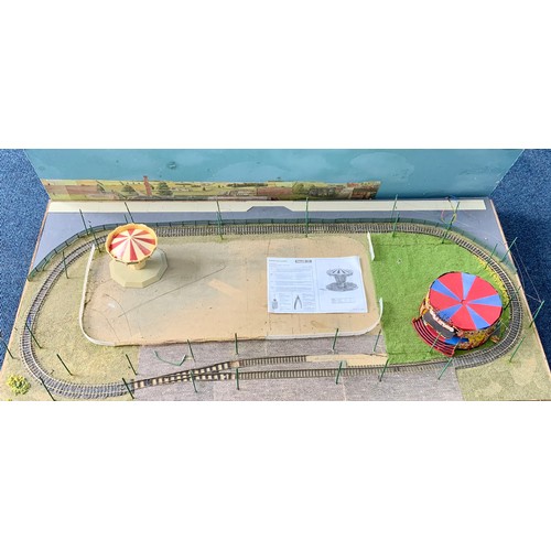 303 - TRAMWAY DIORAMA & LAYOUT, SINGLE OVAL WITH RECESS, TWO FAIRGROUND CAROUSELS. SOUND BASE AND FRAME, O... 