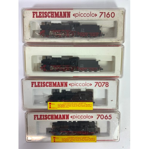 324 - FLEISCHMANN, 4 BOXED GERMAN STEAM LOCOMOTIVES, 2-6-0 7160, X2, 4-6-4 TANK 7078, & 2-8-4 TANK 7065