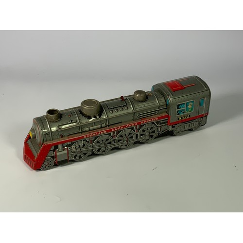 379 - TINPLATE BATTERY OPERATED LOCOMOTIVE, MADE IN JAPAN, OVERLAND  CHOO-CHOO EXPRESS