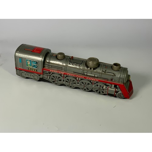 379 - TINPLATE BATTERY OPERATED LOCOMOTIVE, MADE IN JAPAN, OVERLAND  CHOO-CHOO EXPRESS