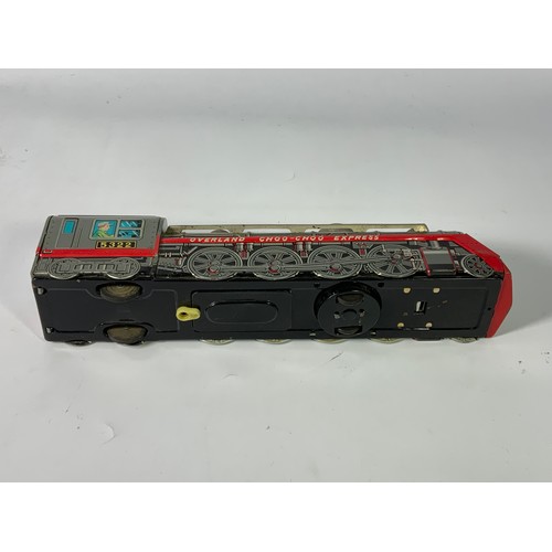 379 - TINPLATE BATTERY OPERATED LOCOMOTIVE, MADE IN JAPAN, OVERLAND  CHOO-CHOO EXPRESS