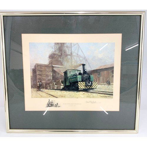 42 - WATERCOLOUR DEPICTING THE SLOOP INN SIGNED BRUFF TOGETHER WITH A DAVID SHEPHERD RAILWAY PRINT