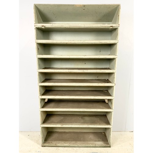 566 - VINTAGE WOODEN  RACKING / SHELVING CABINET 169cm TALL