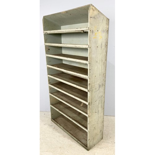 566 - VINTAGE WOODEN  RACKING / SHELVING CABINET 169cm TALL