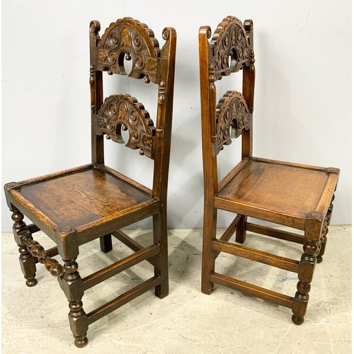 708 - PAIR OF CARVED OAK YORKSHIRE OR MORTUARY CHAIRS