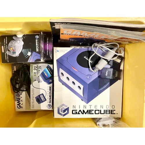 36 - NINTENDO GAMECUBE CONSOLE, CONTROLLER, ACCESSORIES AND LARGE QUANTITY (2 BOXES) GAMES