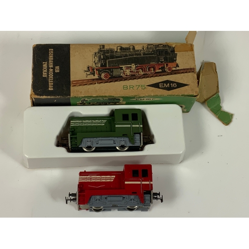 394 - TWO CONTINENTAL LOCOMOTIVES 0-4-0 SHUNTERS, & A EM16 EMPTY BOX