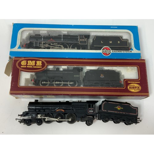 403 - 00 GAUGE MODEL RAILWAY LOCOMOTIVES AIRFIX ROYAL SCOT BOXED, GMR LMS 4F P/T BOXED, & TRIANG PRINCESS ... 