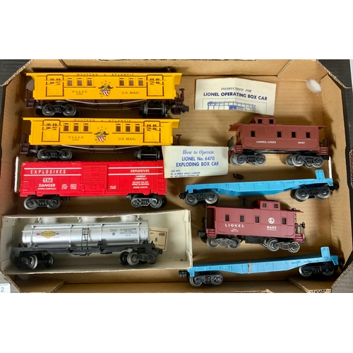 432 - LIONEL AMERICAN 0 GAUGE ROLLING STOCK, INCLUDING BOXED : 6660 BOOM CRANE CAR, 3494-55 OPERATING BOX ... 