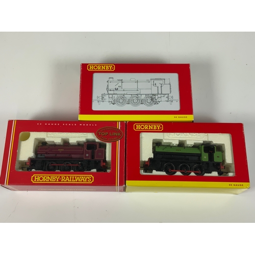 398 - HORNBY, 3 BOXED J94 SADDLE TANK LOCOMOTIVES, ALL BOXED, R3556 J94 NCB WIMLEBURY, R2327 J94 PETER NCB... 