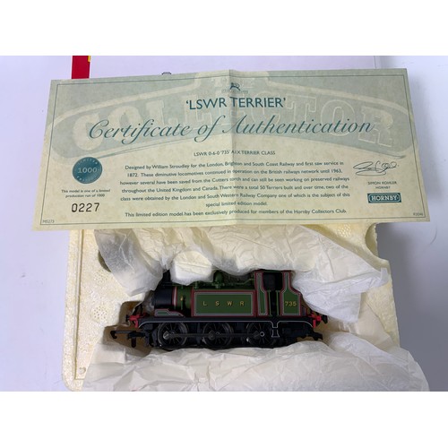 413 - HORNBY LIMITED EDITION, R3046, LSWR TERRIER AIX 735, CERT 0227, PLUS R2483 TERRIER NO 41 PICCADILLY,... 