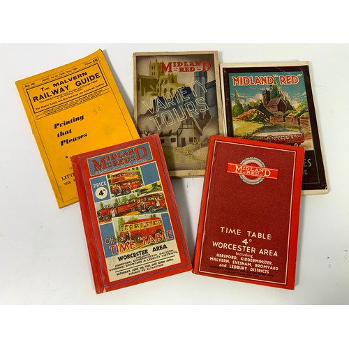 259 - MIDLAND RED / BMMO, 4 GOOD TIMETABLES, MOTOR SERVICES ILLUSTRATED GUIDE, WITH BIDFORD CHURCH, SOME L... 