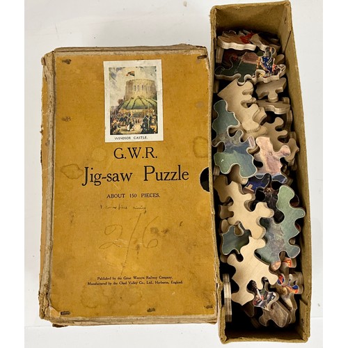 253 - VINTAGE JIGSAW PUZZLES INC. 2 GWR AND STORAGE CASES FOR LOOSE JIGSAWS