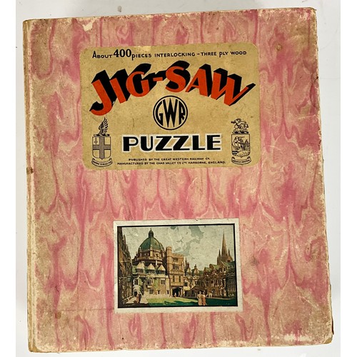 253 - VINTAGE JIGSAW PUZZLES INC. 2 GWR AND STORAGE CASES FOR LOOSE JIGSAWS