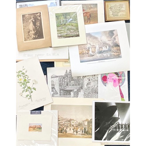 35 - LARGE QUANTITY OF MOSTLY UNFRAMED PRINTS, LITHOGRAPHS AND POSTERS OF VARYING THEMES INCLUDING ORIENT... 