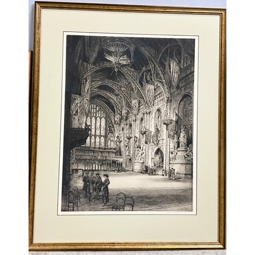 37 - 4 FRAMED ETCHINGS DEPICTING CATHEDRAL SCENES BY ALBANY E HOWARTH