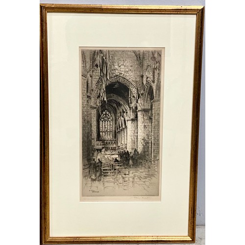 37 - 4 FRAMED ETCHINGS DEPICTING CATHEDRAL SCENES BY ALBANY E HOWARTH