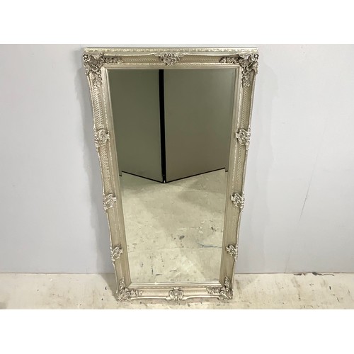 53 - ABBEY LEANER BEVELLED MIRROR IN IMPRESSIVE SILVER LEAF ORNATE FRAME 81.3 cm x 167.6 cm