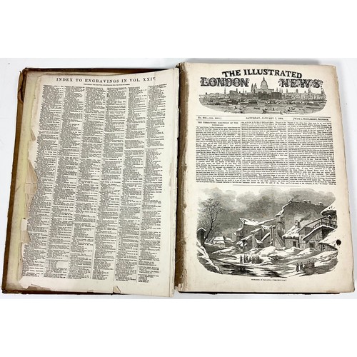 56 - THE ILLUSTRATED LONDON NEWS, 2 VOLUMES FROM 1854. VOL. 24 & VOL. 25 TOGETHER WITH PICTURES OF LIFE &... 