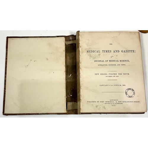 57 - VICTORIAN MEDICAL TIMES & GAZETTE BOOKS, MISC. VOLUMES DATING FROM 1853 TO 1857